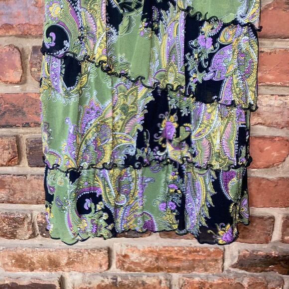 Apt. 9 Multicolored Paisley Sleeveless Tiered Ruffle Top Women's Size Small - Picture 3 of 6